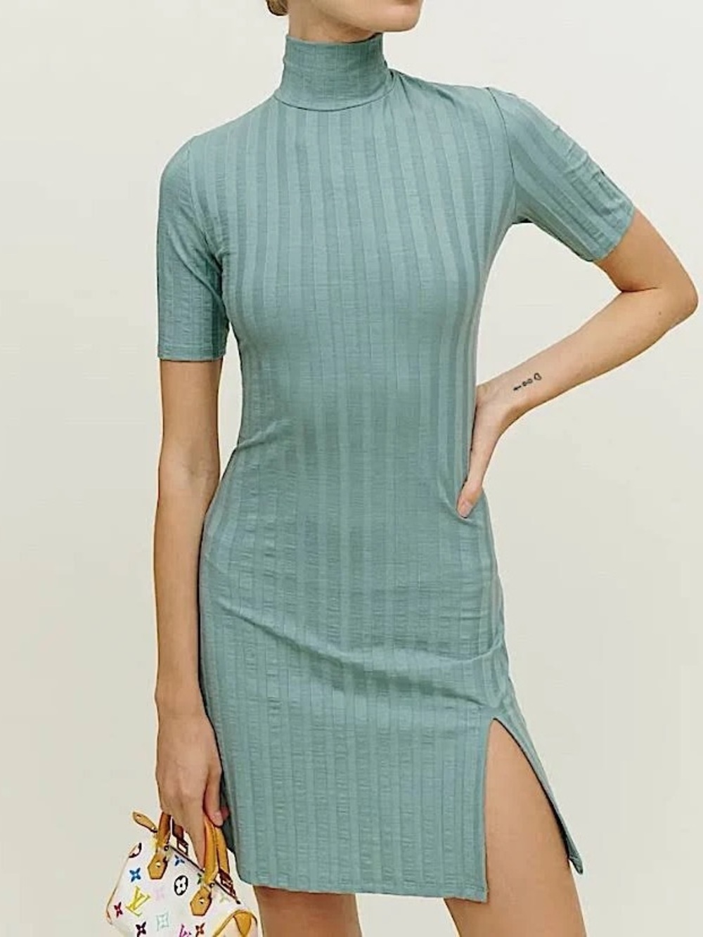 Reformation Zia knit dress Robin's egg